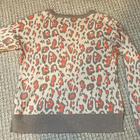 Orange, cream and beige leopard print sweater. Super soft and cozy. - Picture 3 of 3